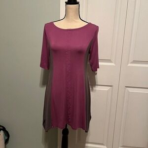 Soft‎ Surroundings purple and grey tunic top. Size women's small.